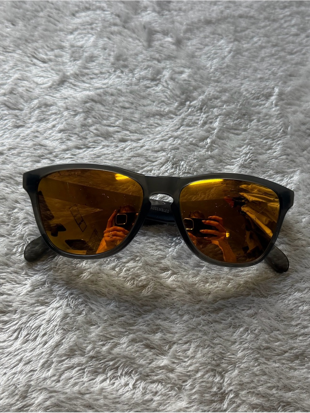 Oakley Black Frame Sunglasses with Gold/Amber Mirrored Lenses